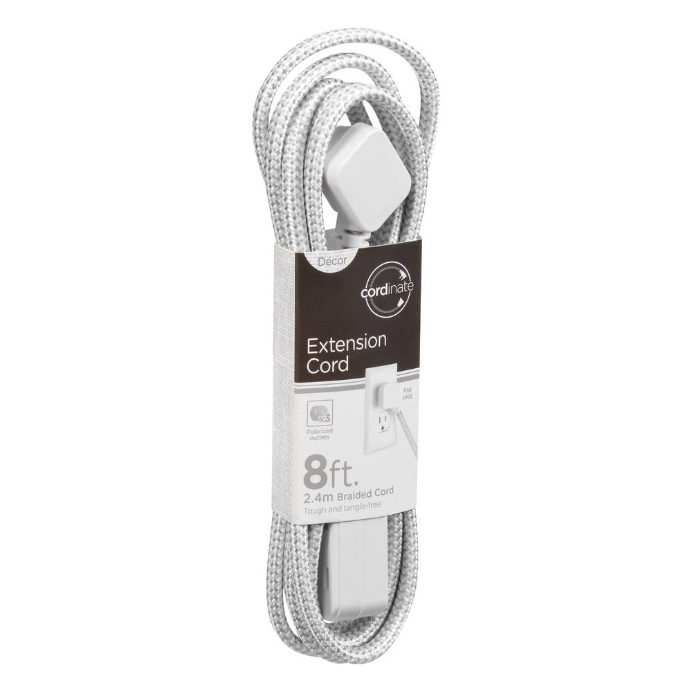 Cordinate Decor White Braided Extension Cord