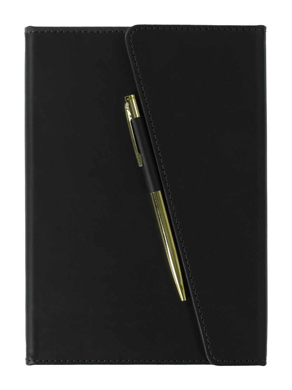 Asymmetric Flap Journal With Pen Black