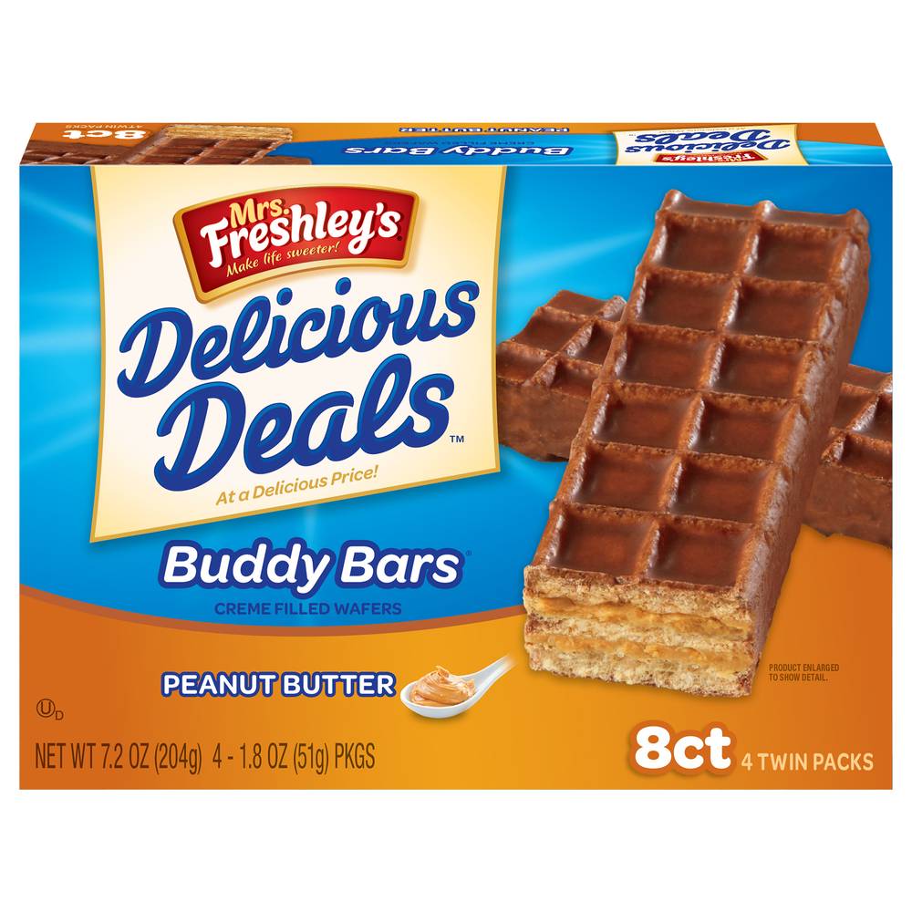 Mrs. Freshley's Delicious Deals Peanut Butter Twin packs Buddy Bars (7.2 oz)