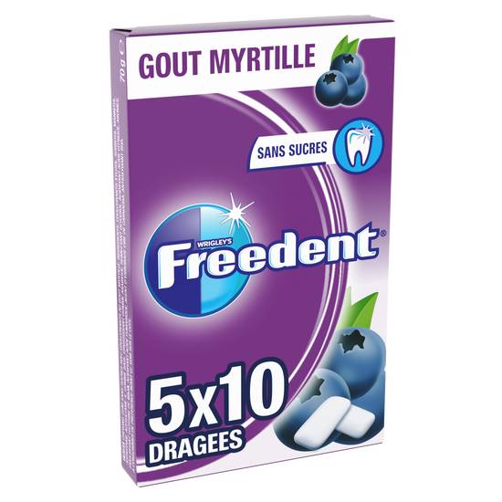 Freedent - Chewing gum sans sucre myrtille (5 pièces)