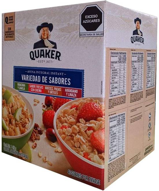  Quaker Avena instantánea, fruta y crema paquete variado de 4  sabores, paquetes individuales, 48 unidades : Comida Gourmet y Alimentos