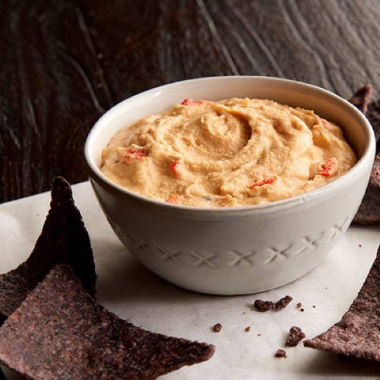 Blue Corn Chips & Red Pepper Hummus