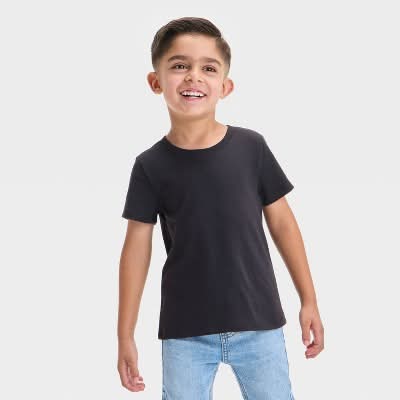Cat & Jack Toddler Boys' Short Sleeve Solid T Shirt, 2T, Black
