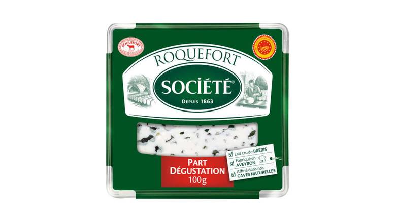Société Roquefort AOP au lait cru de brebis La barquette de 100g