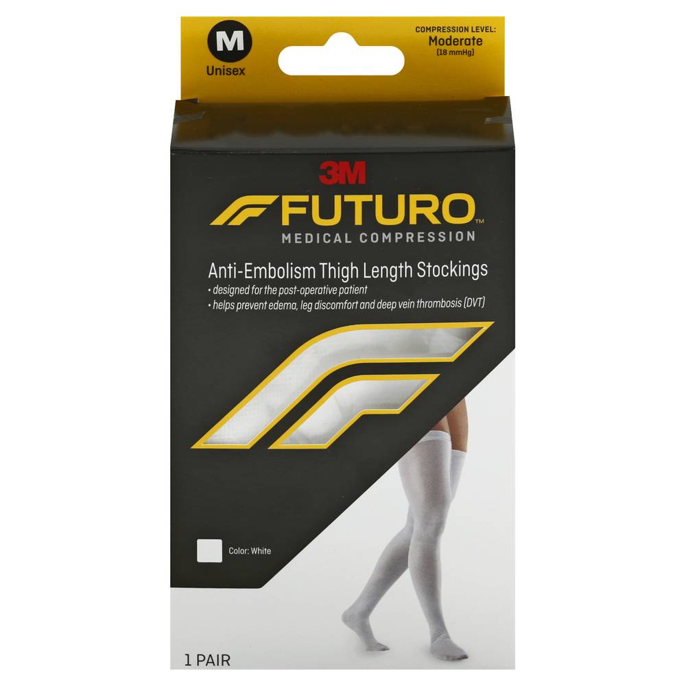 Futuro Medical Compression Anit Embolism Thigh High Stockings, M, White