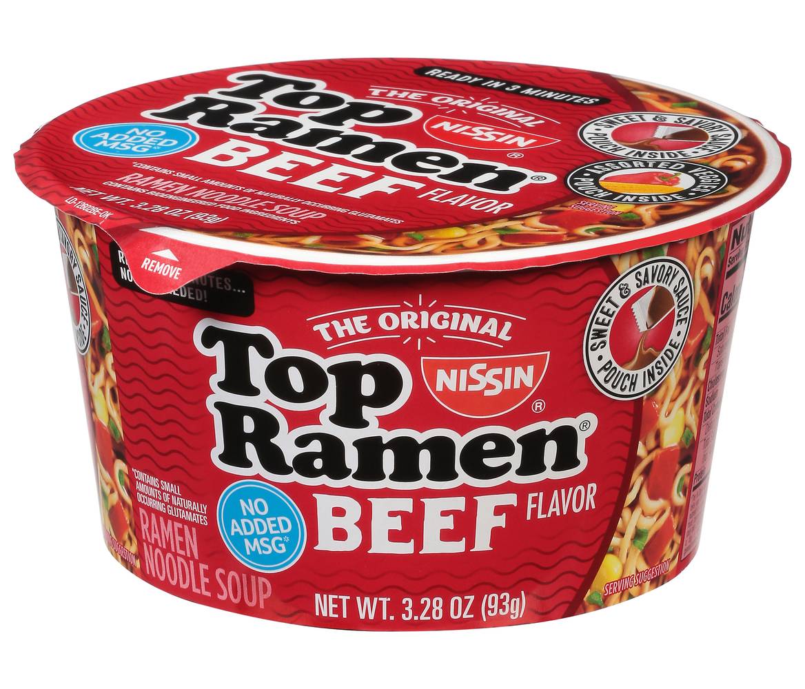 Nissin Top Ramen Noodle Soup, Beef (3.3 oz)