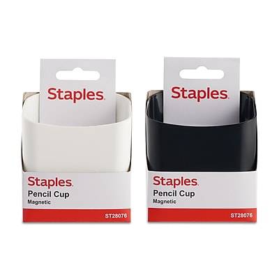 Staples Durable Magnetic Pencil/Pen Cup Holder, White (48120W)
