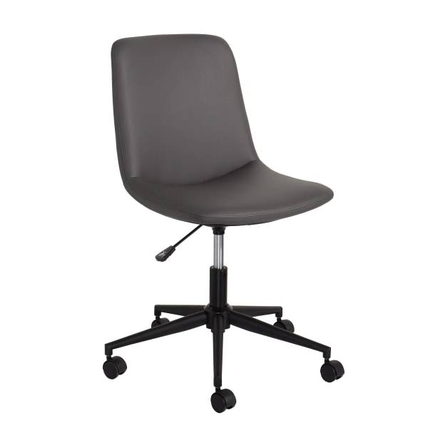 Realspace® Praxley Faux Leather Low-Back Task Office Chair, Dark Gray, BIFMA Compliant