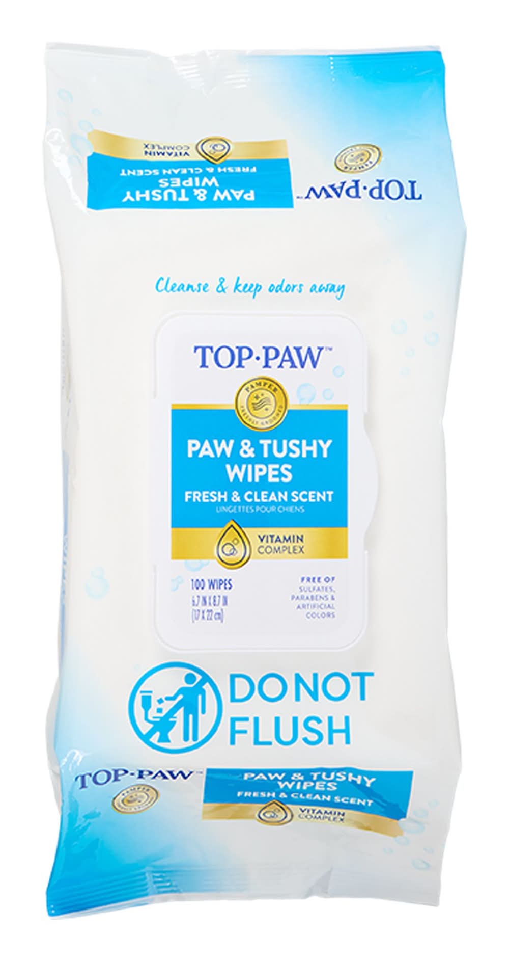 Top Paw® Paw & Tushy Fresh & Clean Scent Wipes (Size: 100 Count)