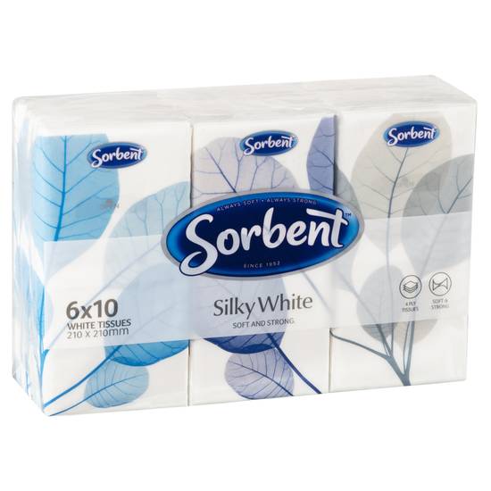 Sorbent 4 Ply Pocket pack White Facial Tissues 6 pack
