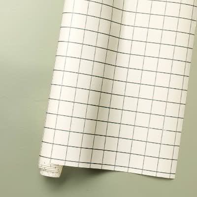 Hearth & Hand Gift Wrapping Paper, Cream/Navy Plaid