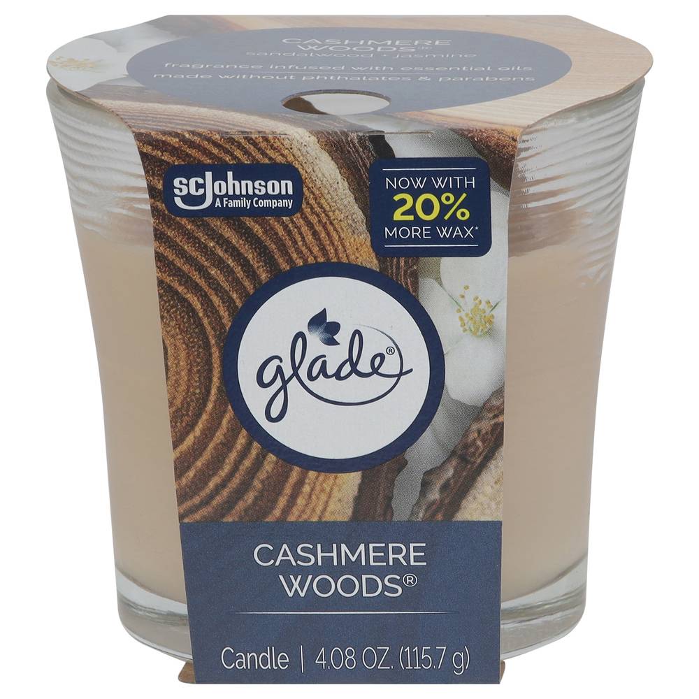 Glade Single Wick Candle, Cashmere Woods (4.08 oz)