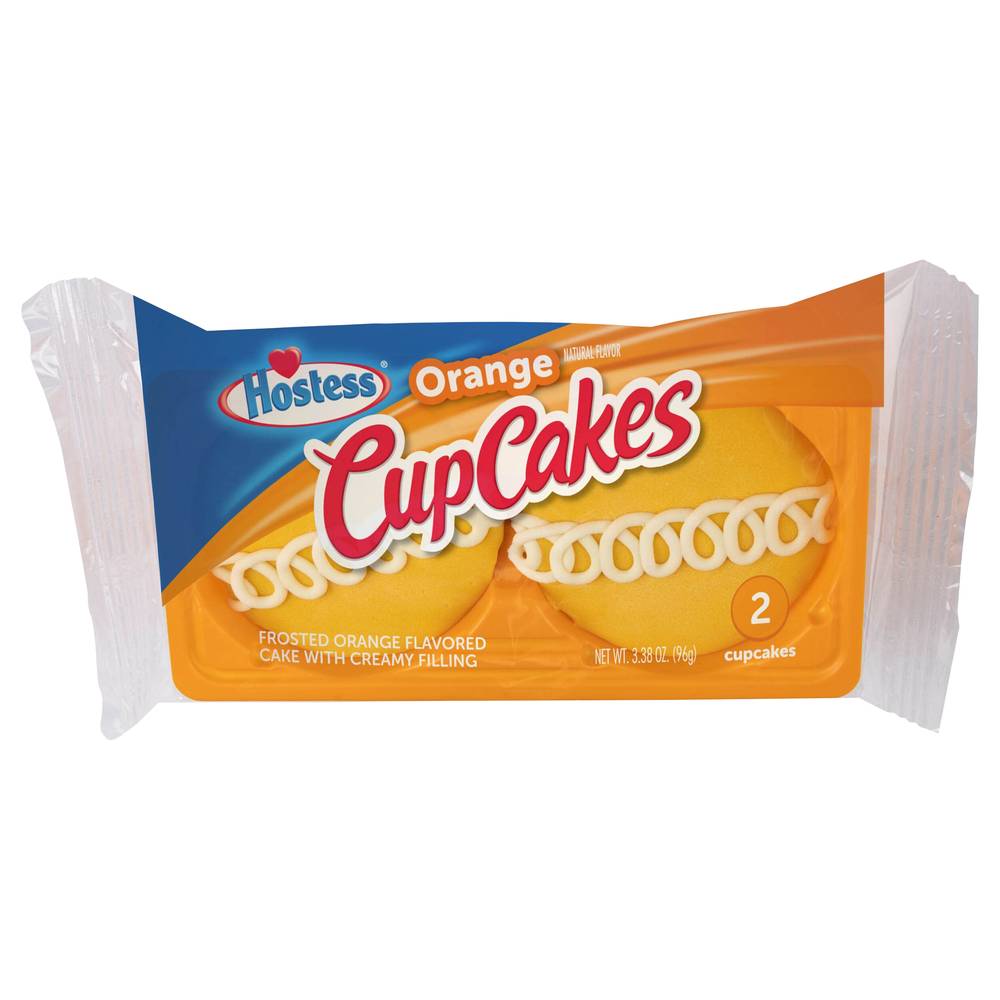 Hostess Frosted Creamy Filling Cupcakes, Orange (3.38 oz, 2 ct)