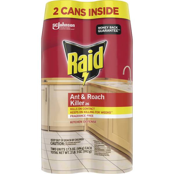 Raid Ant & Roach Killer Spray, Fragrance-Free (2 ct)