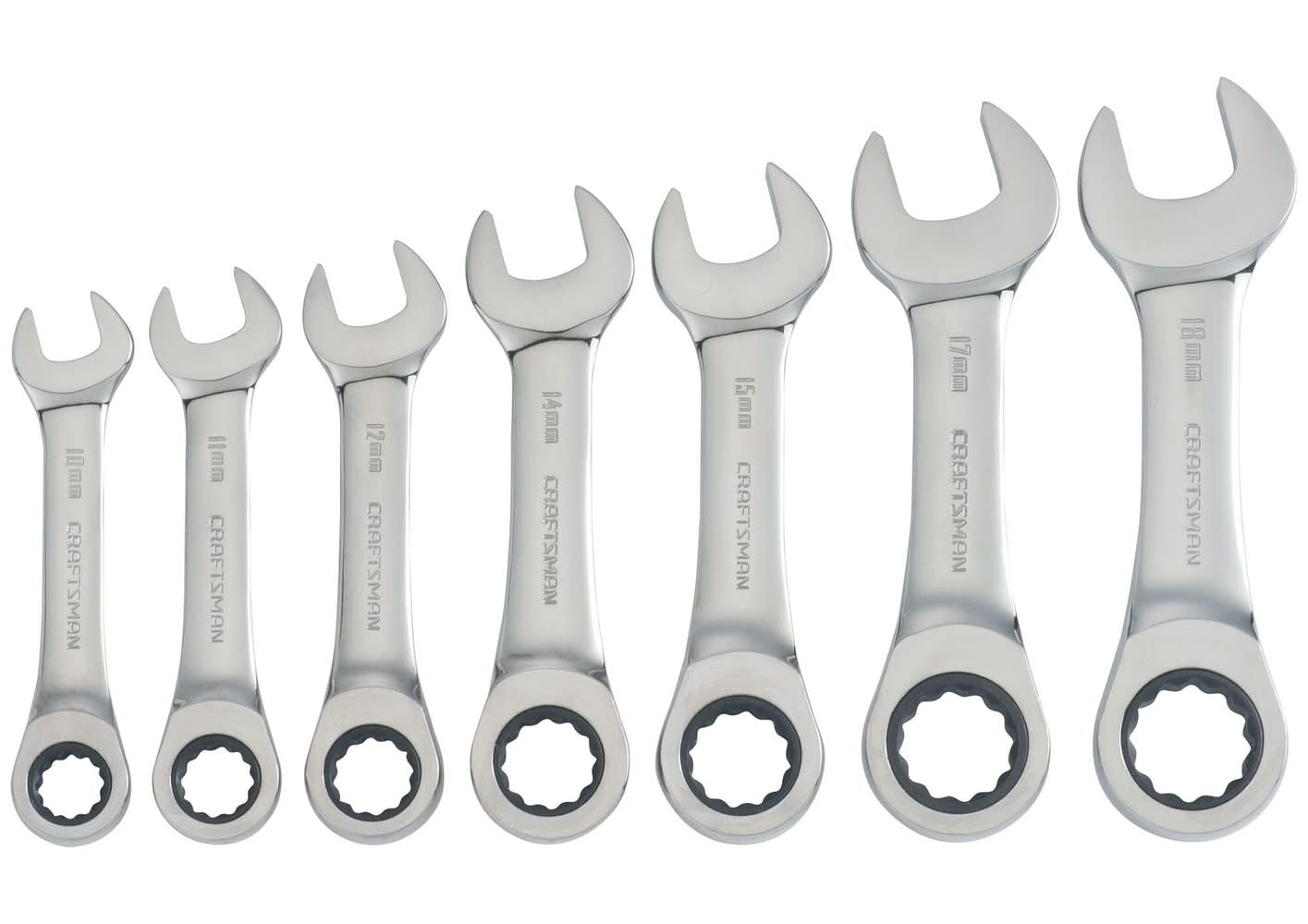 Craftsman Metric Stubby Ratcheting Combination Wrench Set 7 Pc