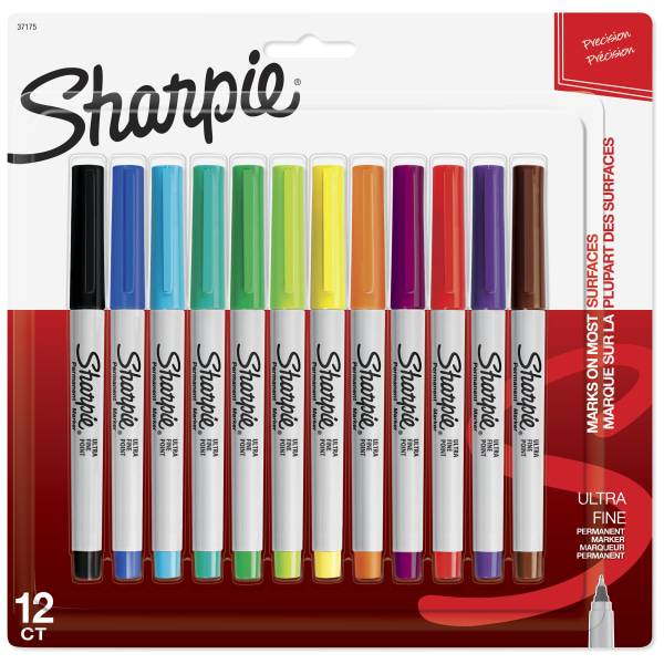 Sharpie Permanent Ultra-Fine Point Markers Assorted Colors (12 ct)