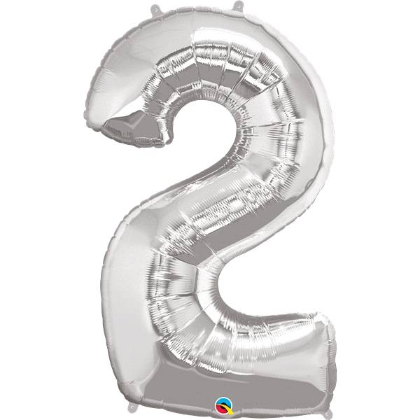 Number Two Silver 43'' Foil Balloon