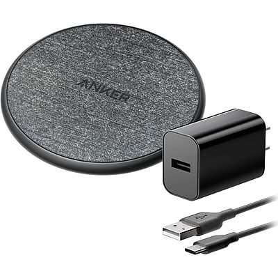 Anker 318 Wireless Qi Charging Pad with Wall Charger, Black/Gray (B2548JF1-1)
