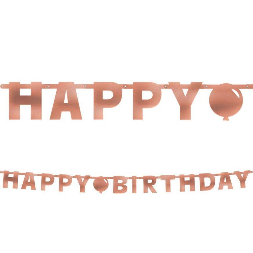 Party City Metallic Blush Happy Birthday Banner