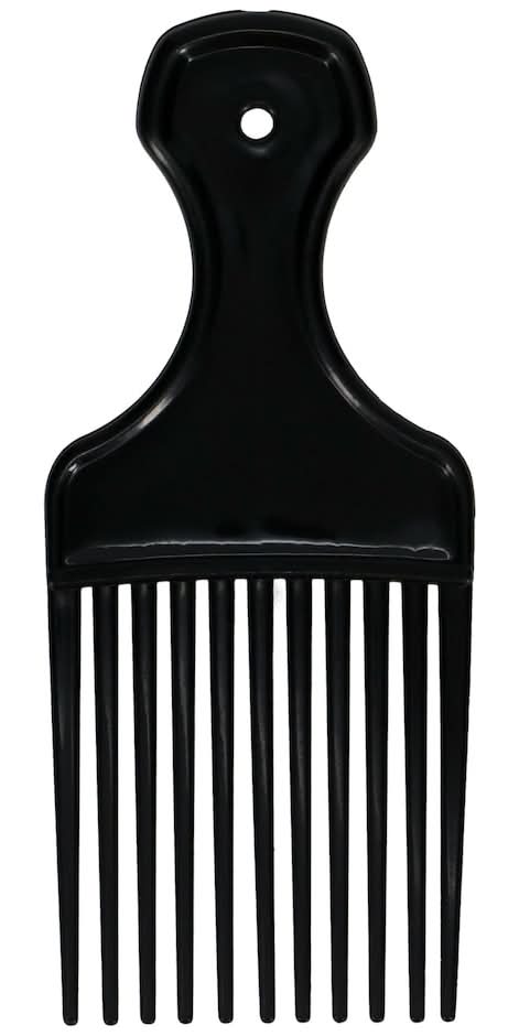 Comfort Axis Plastic Hair Pick Comb, Black