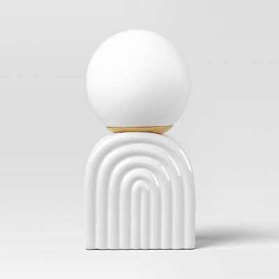 Room Essentials Mini Glass Orb Shade With Ceramic Base Novelty Table Lamp, White