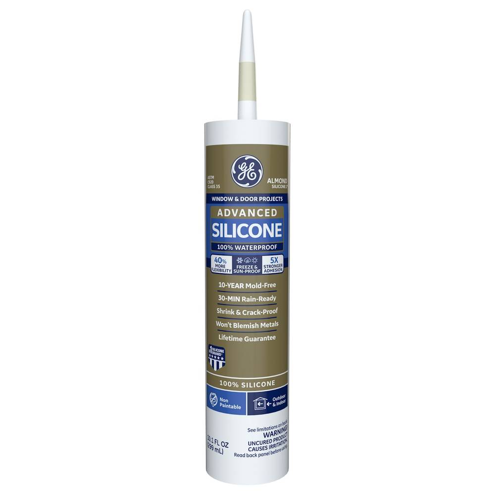 GE Advanced Silicone 2 Windows, Doors, Exteriors 10.1-oz Window and Door Almond Silicone Caulk | 2813667