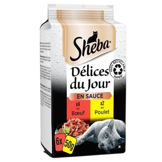 Sheba - Délices du jour en sauce 2 variétés pour chat (poulet - boeuf)