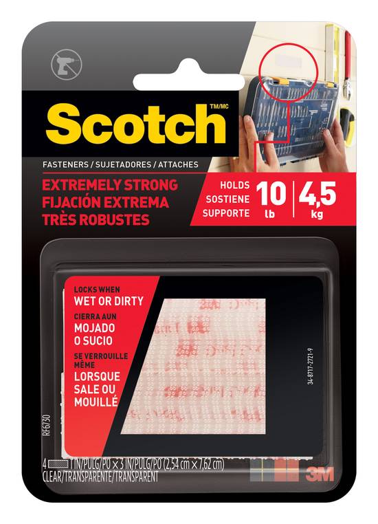 Scotch Extreme Fasteners Clear 1 in x 3 in (2 ct)
