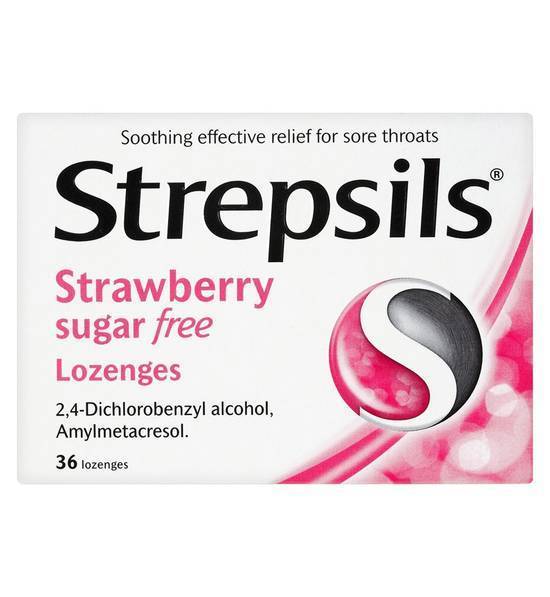 Strepsils Strawberry Sugar Free Lozenges - 36 pack