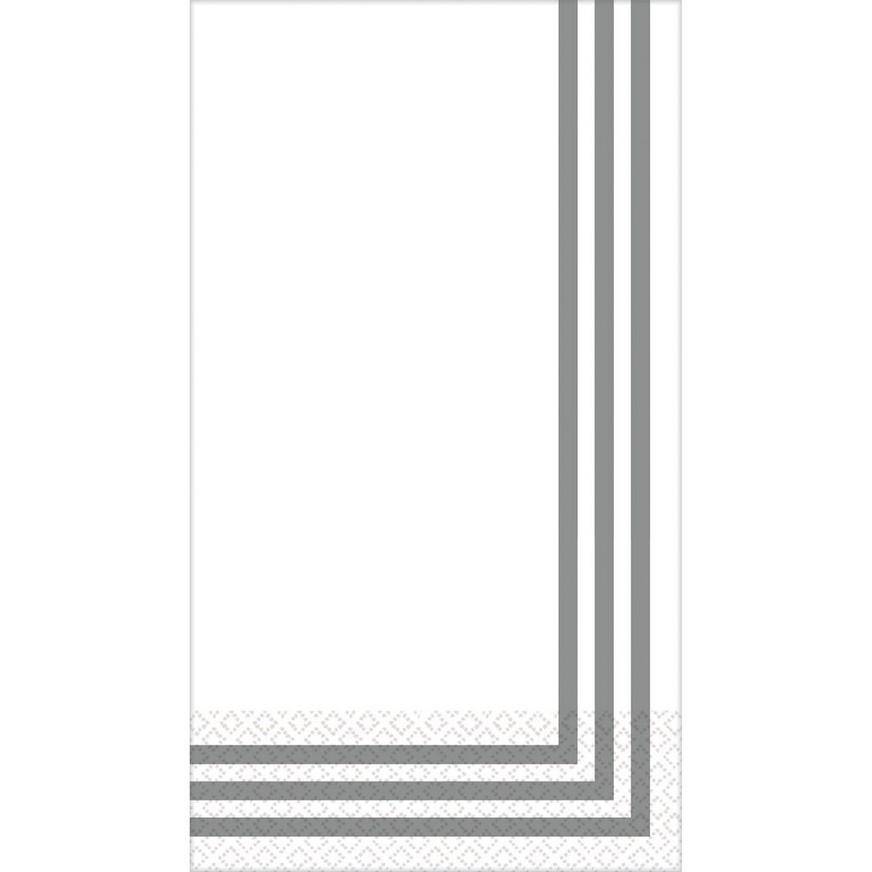 Amscan Classic Stripe Premium Guest Towels, 4.5" x 7.8", Silver (16 ct)