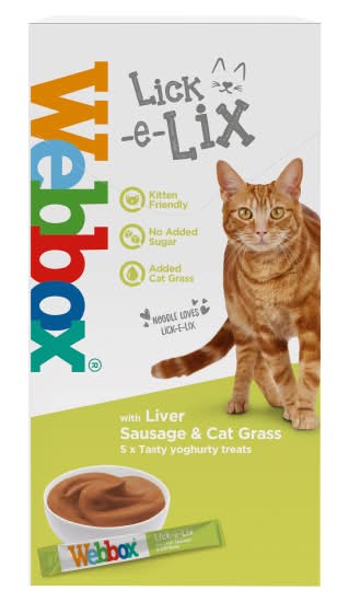 Webbox Lick E Lix With Liver Sausage & Cat Grass Tasty Yoghurty Treats (5 pack)