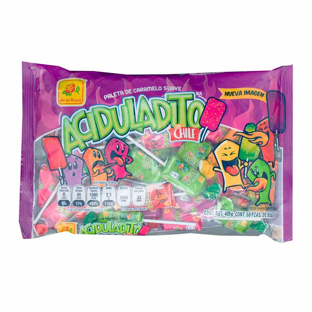 de la Rosa · Caramelos suaves acidulados con chile, surtido (100 un)