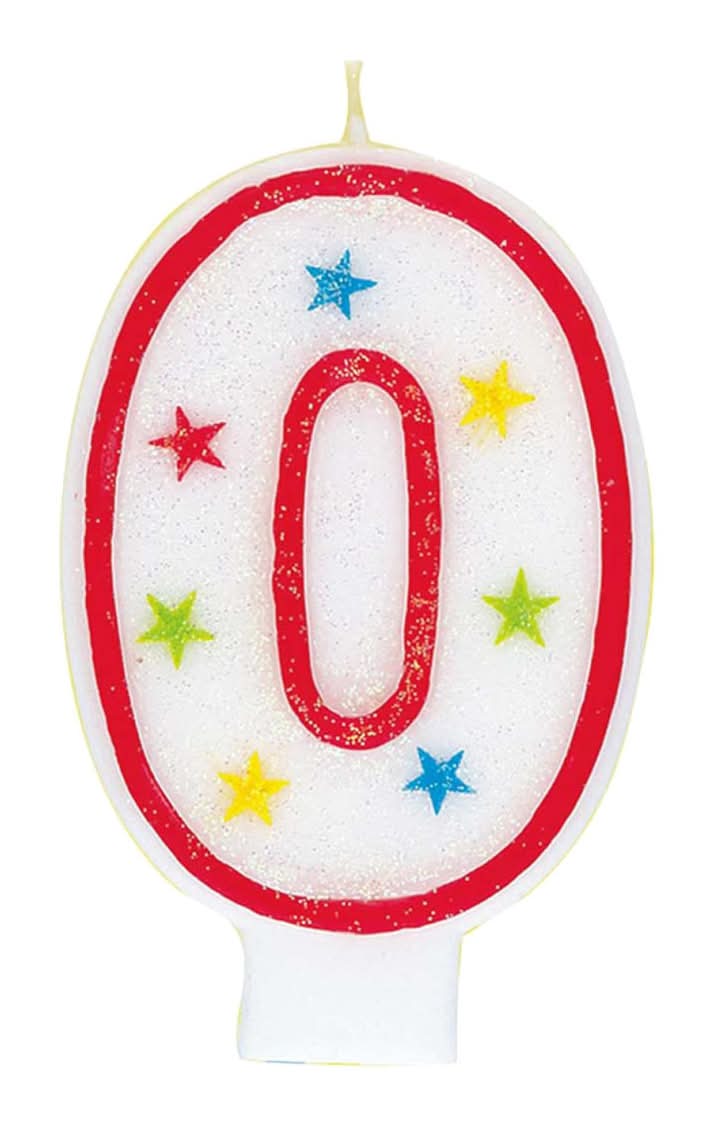 321 Party! Glitter Number 0 Birthday Candle