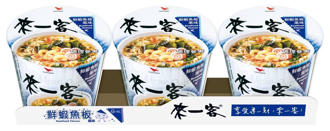 統一來一客鮮蝦魚板風味杯麵*3入#4710088414045