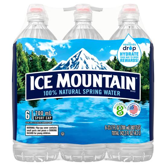 Ice Mountain 100% Natural Spring Water (6 pack, 23.69 fl oz)