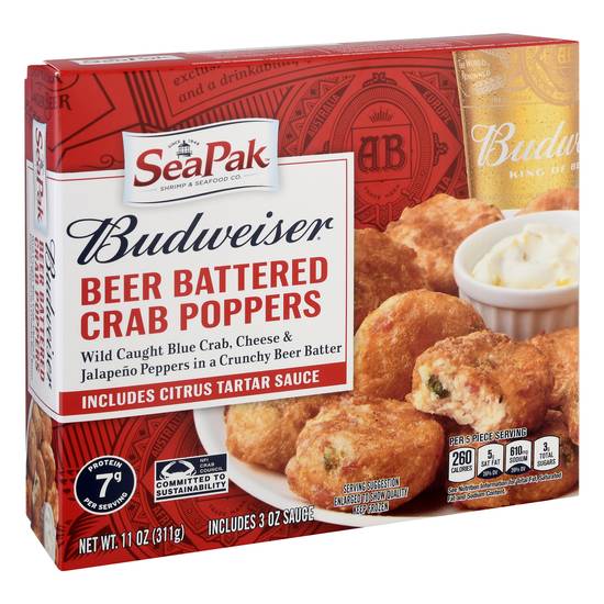 Seapak Budweiser Beer Battered Crab Poppers With Tartar Sauce