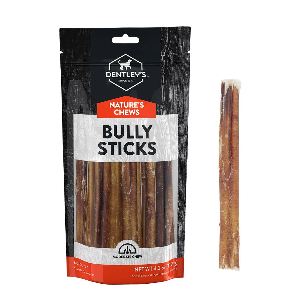 Dentley's Nature's Chews Bully Sticks (6") (8 ct)