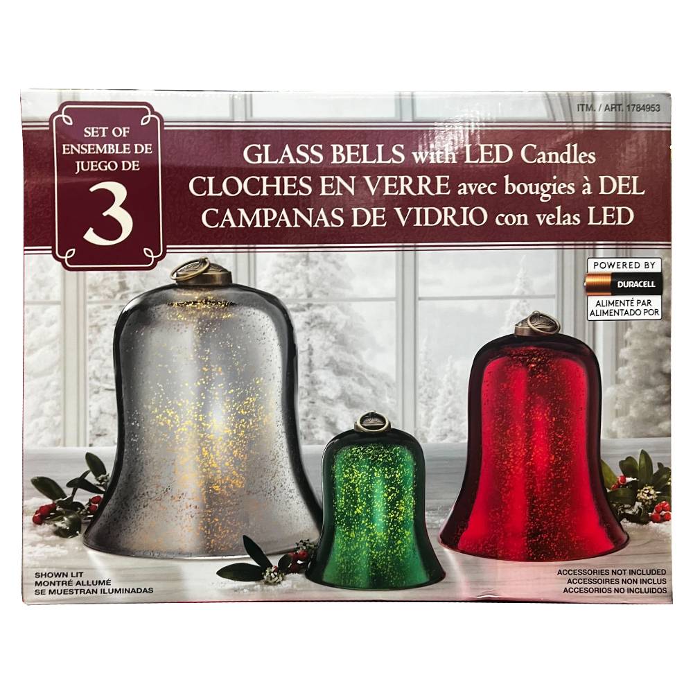 Mullaly · Campanas de vidrio con velas de vidrio (3 un)