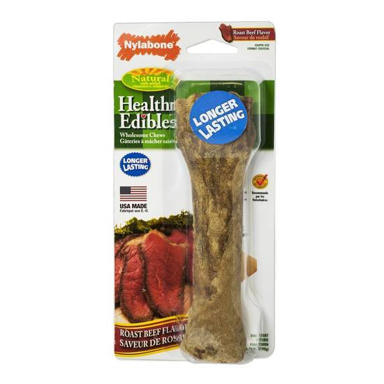 Nylabone Healthy Edibles Roast Beef Flavored Long Lasting Dog Bone Chews, Medium ( medium)