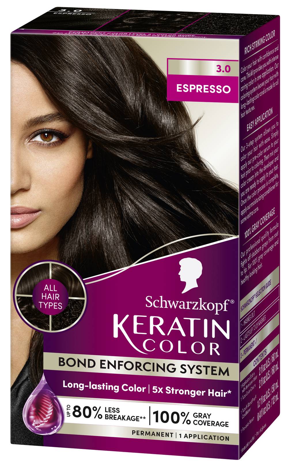 Schwarzkopf Keratin Color 3.0 Espresso Permanent Hair Color (4.8 oz)