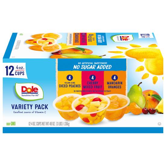 Dole Variety pack Fruit Cups No Sugar Added (12 ct)