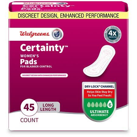 Walgreens Certainty Ultimate Absorbency Incontinence Pads Long Length (2.85 lbs)