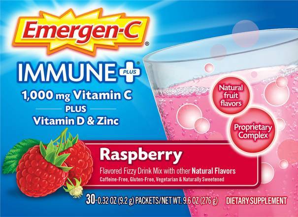 Emergen-C Immune+ Zinc Raspberry Drink Mix Dietry Supplement (30 ct)