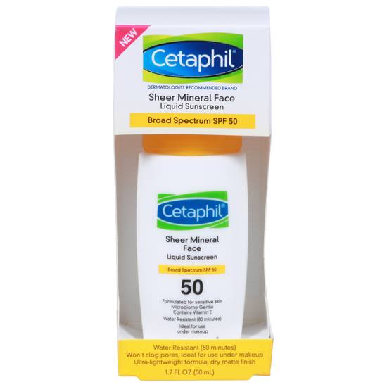 Cetaphil Broad Spectrum Spf 50 Sheer Mineral Face Liquid Sunscreen