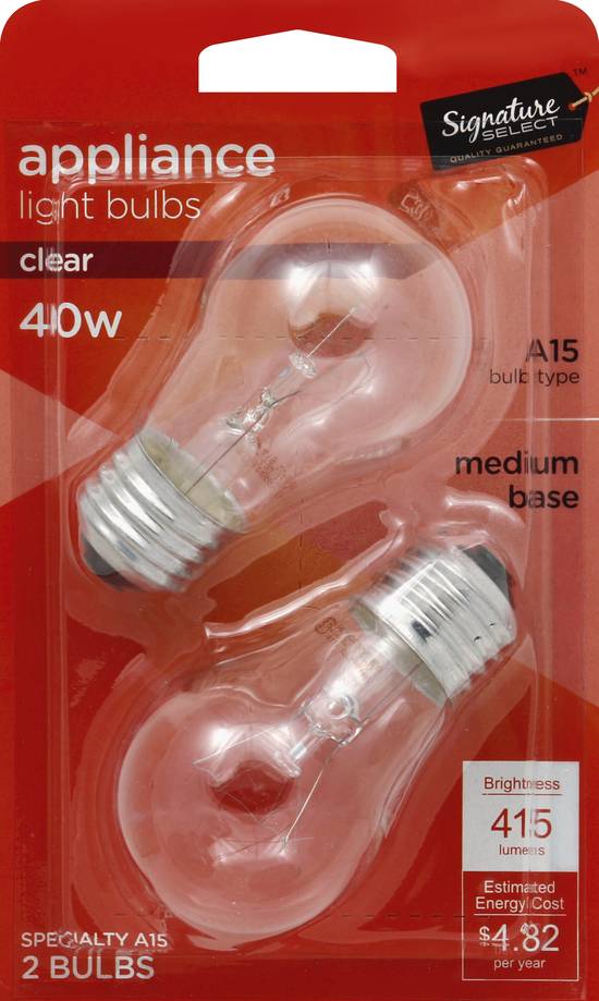 Signature Select 40W Clear Appliance Light Bulbs (2 ct)
