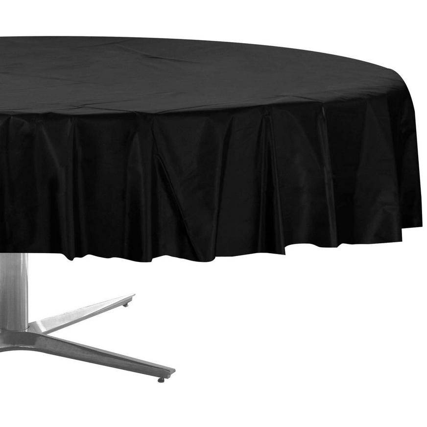 Party City Round Plastic Table Cover (84in/black)