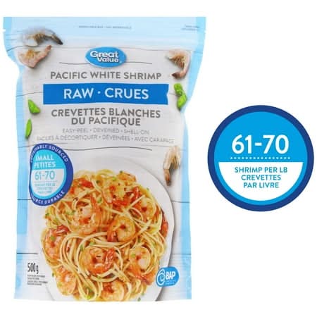Great Value Raw Pacific White Shrimp (625 g)