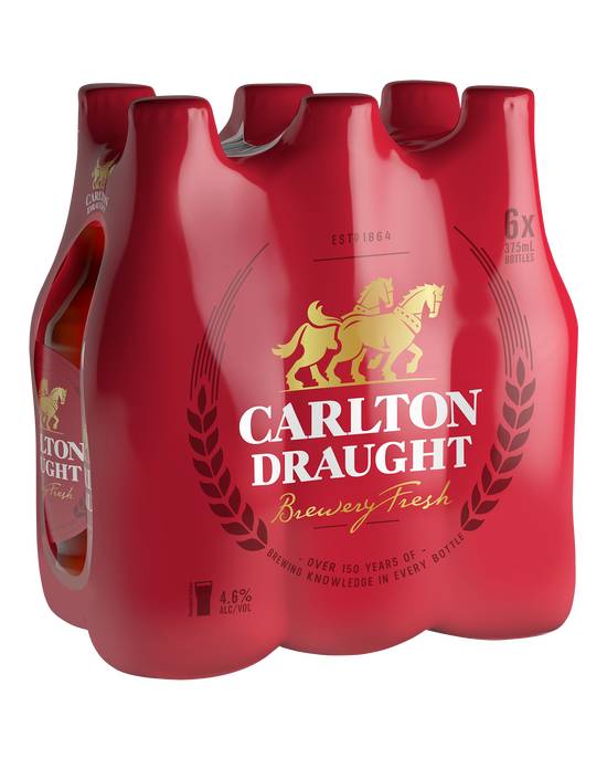 Carlton Draught Lager Bottle 6x375ml