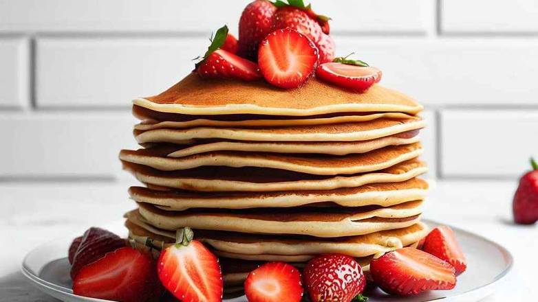 Pancakes w/ Fresh Strawberries (3 Stack)