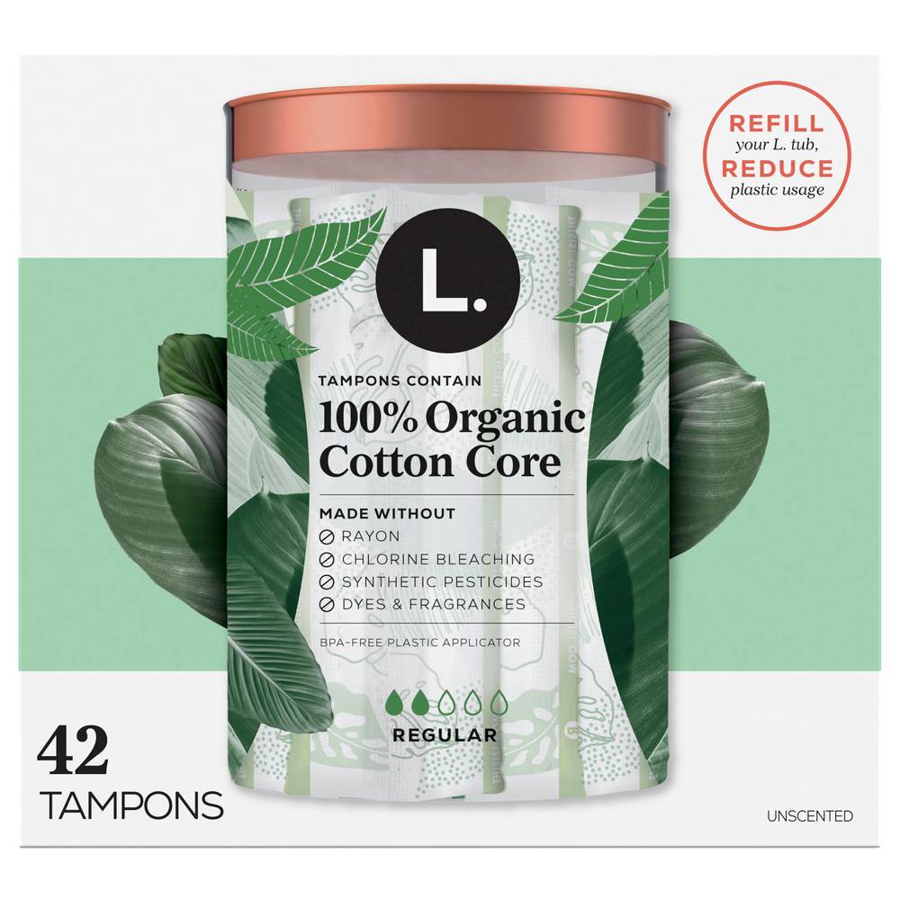 L. Organic Cotton Tampons Unscented Regular Absorbency (42 ct)